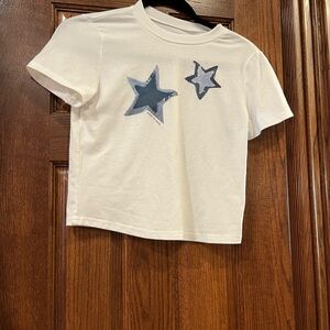 White Star Print Crop Top